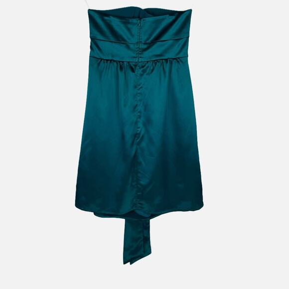 Cooper St. Peacock Green Strapless Satin Ruched Front A-Line Mini Dress Women 10 - Picture 2 of 11